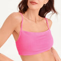 Dkny Ribbed Solid Bikini Swim Top in Pink, Size M NEW w/Tag $68