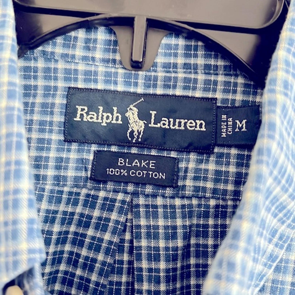 Ralph Lauren Blake Cotton Short Sleeve Plaid Shirt, Size M EXCELLENT!