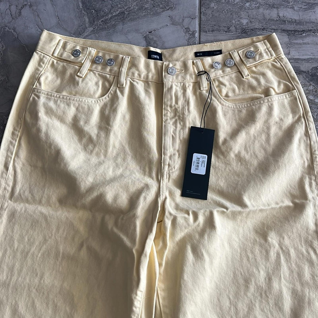 Anthropologie’s Edwin Maiia Trouser Wide Leg Jeans in Lemonade, Size L NEW $228