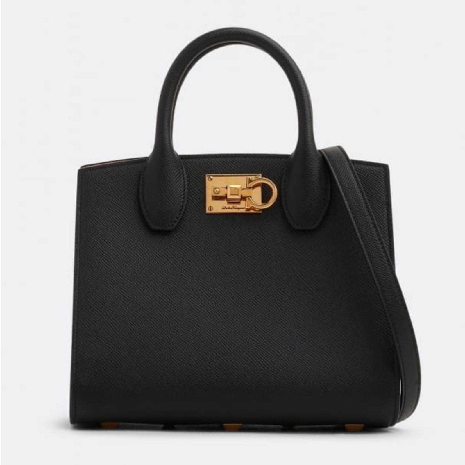 Salvatore Ferragamo Studio Box Bag in Black NEW with Tag