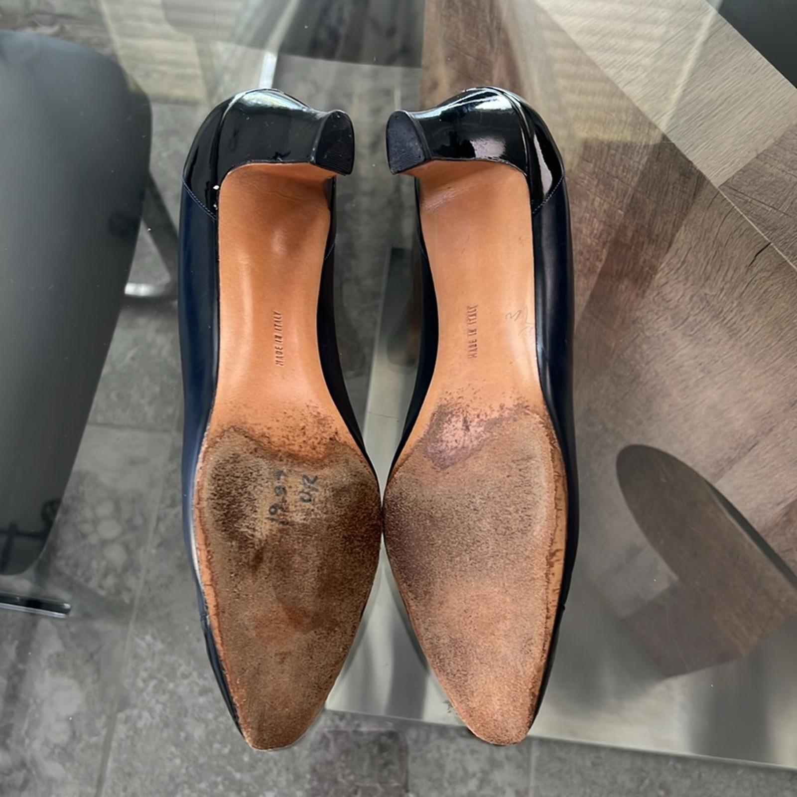 Salvatore Ferragamo Leather Block Heel Shoes, (Made in Italy) Size 10