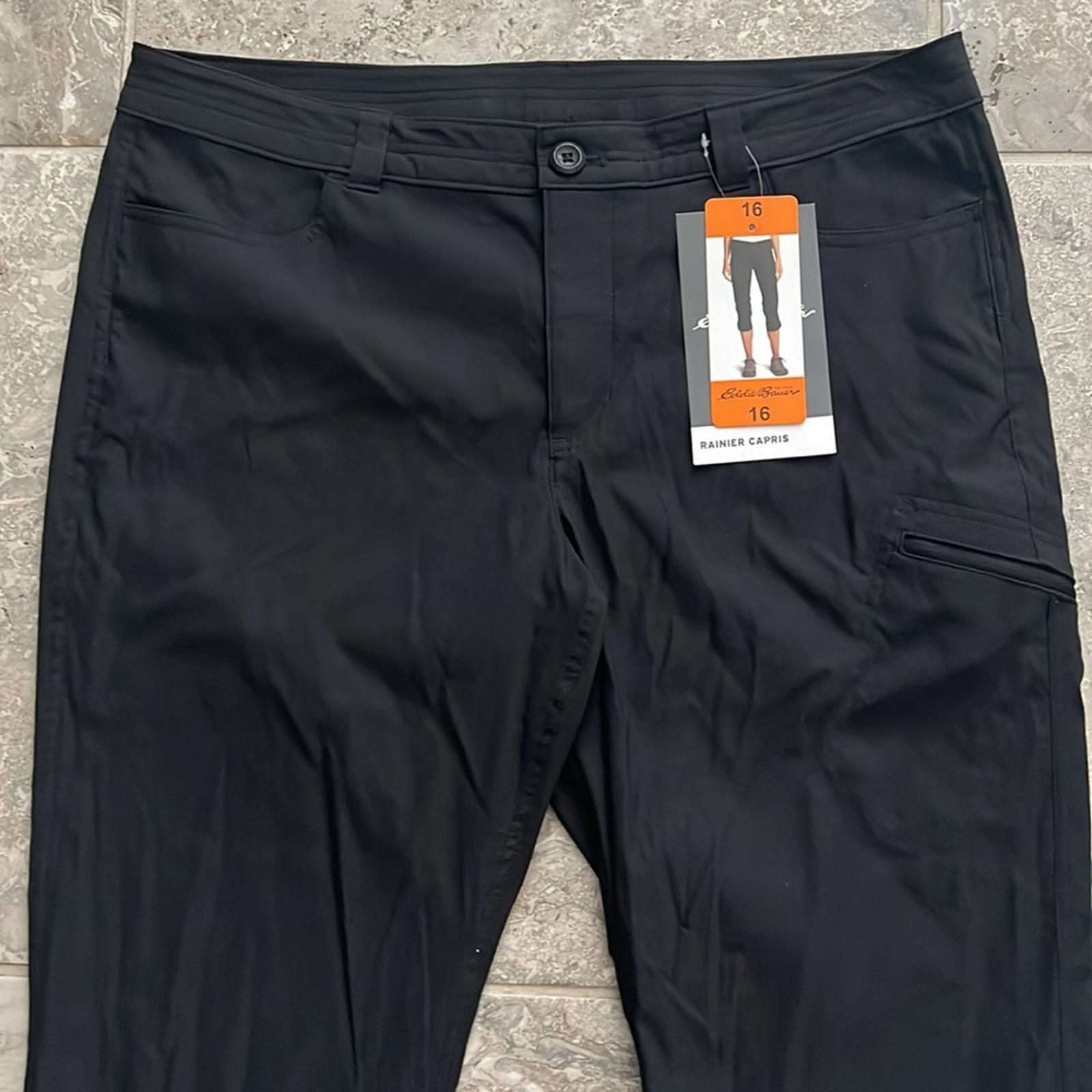 NWT Eddie Bauer Rainer Capris Pants in Black, Size 16 New with Tag
