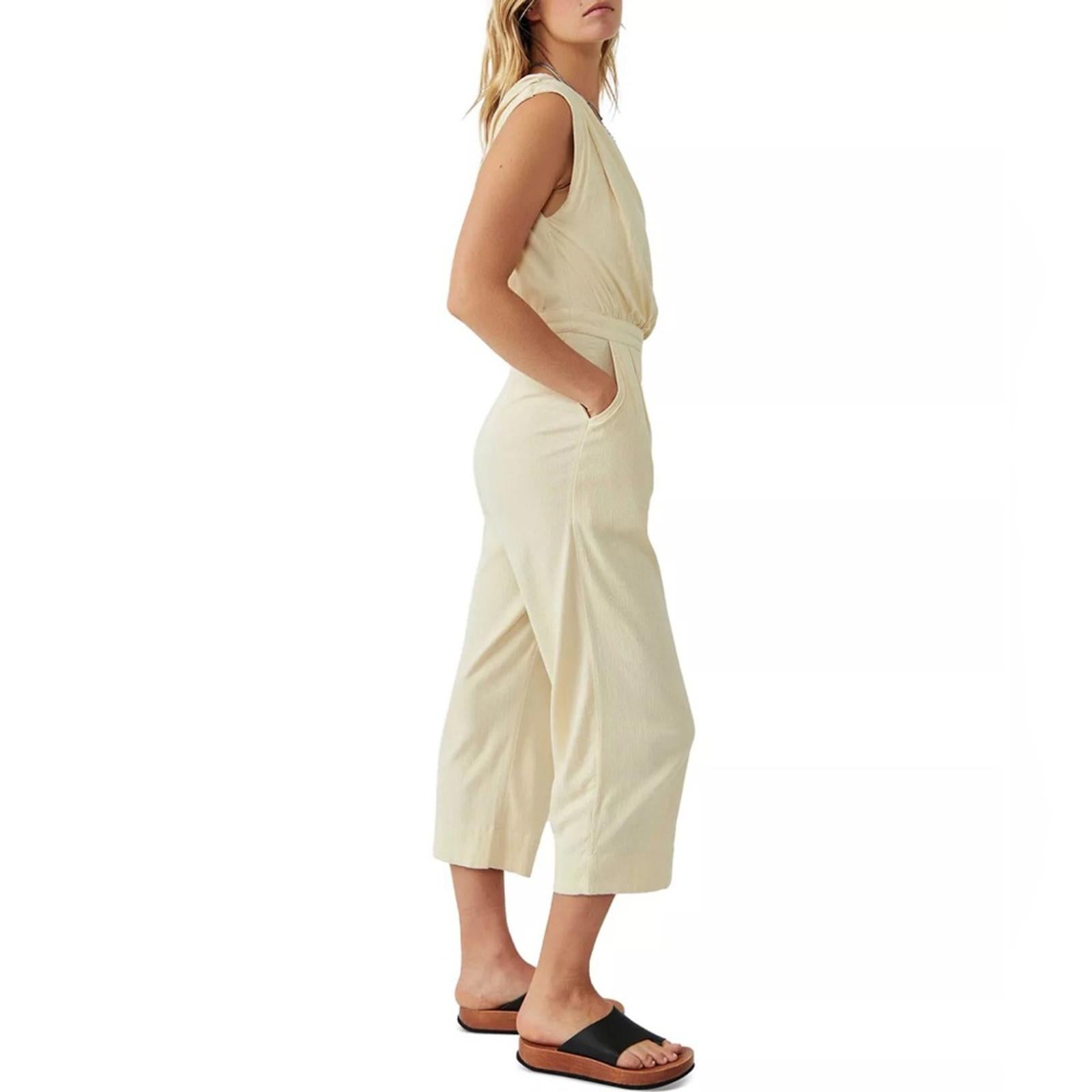 Free People Avery One-Shoulder Cropped Jumpsuit, Revolve Size 0 New w/Tag