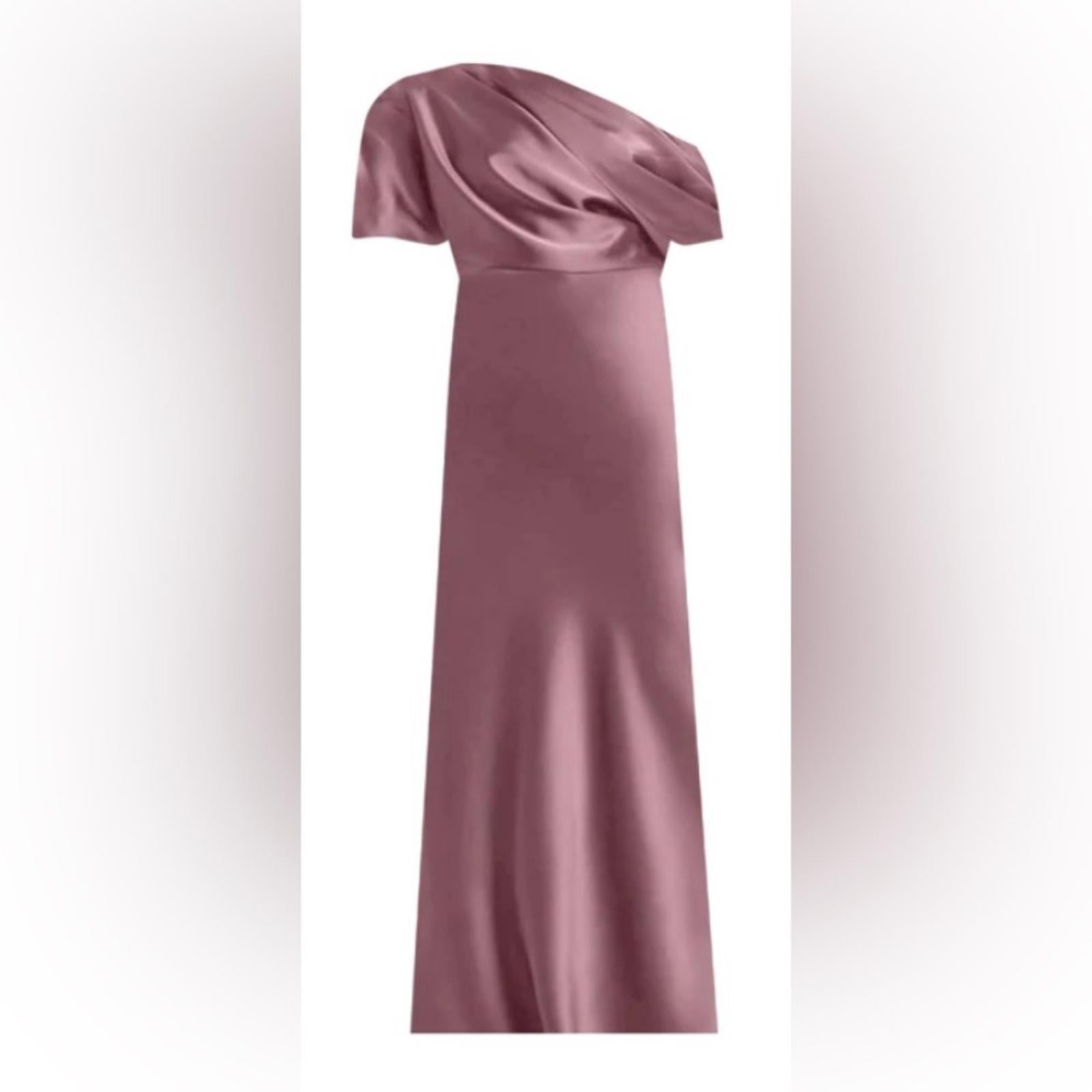 NWT Amsale Draped Satin One Shoulder Dress Mauve, Size 2 New w/Tag