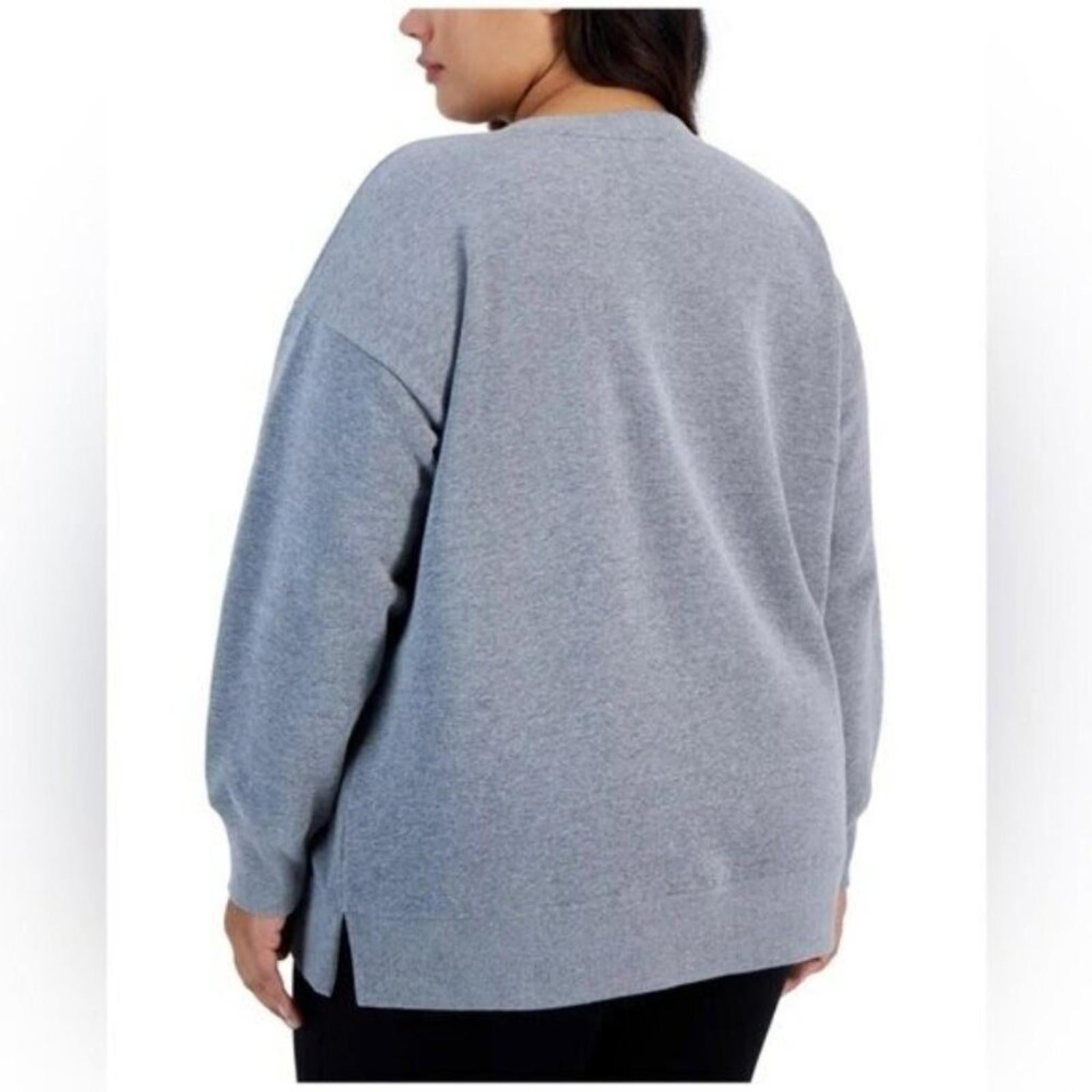NEW ID Solid Crewneck Fleece Sweatshirt in Heather Grey, Plus Size 2X, New w/Tag