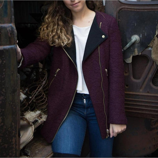 Zara Wool-blend Coat Burgundy Jacket, Size S EXCELLENT!