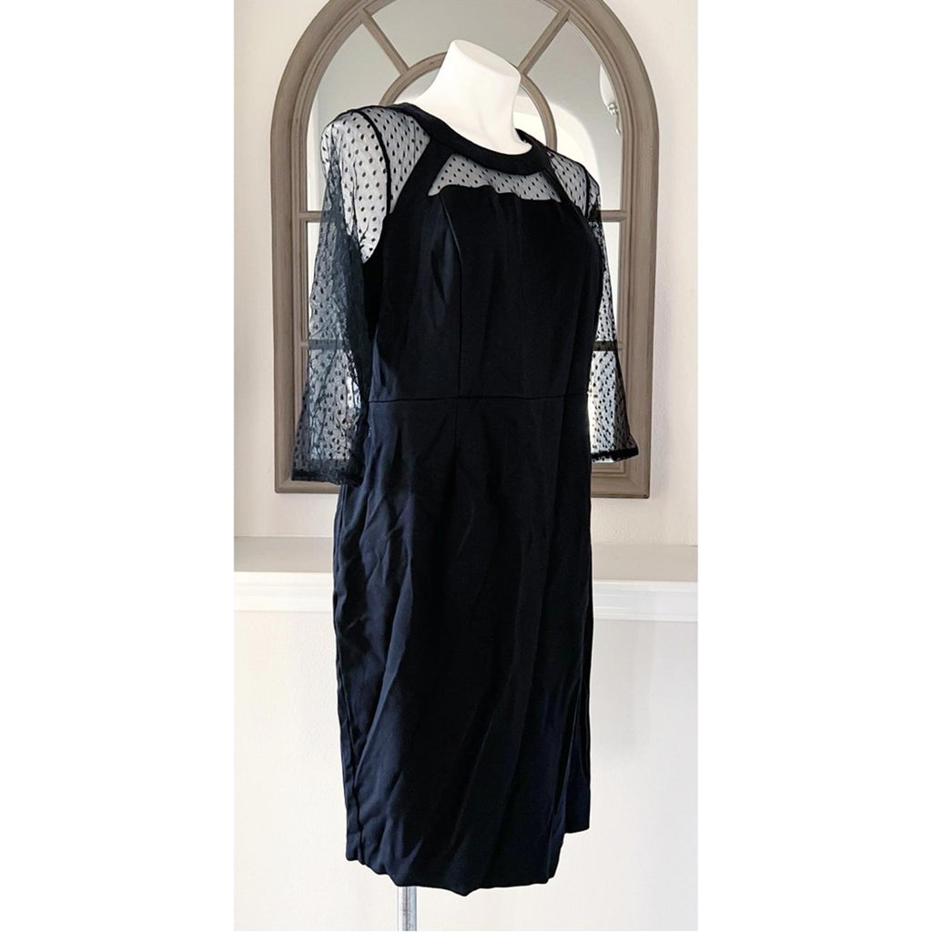 Lane Bryant Women’s Black Mesh Detail 3/4 Sleeve Sheath Dress Size 14 EXCELLENT