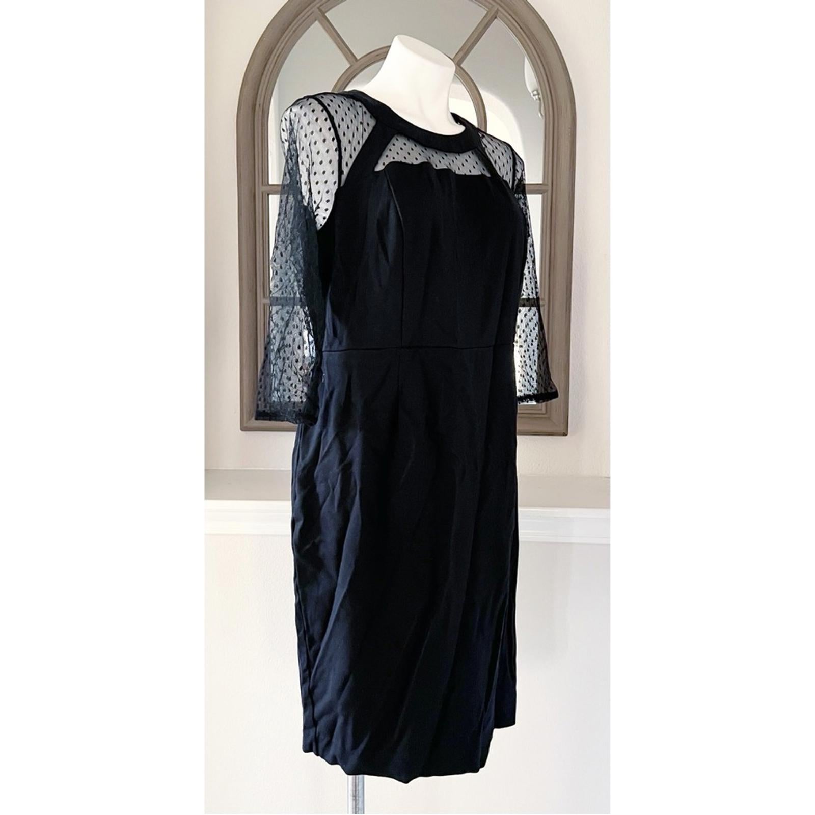 Lane Bryant Women’s Black Mesh Detail 3/4 Sleeve Sheath Dress Size 14 EXCELLENT