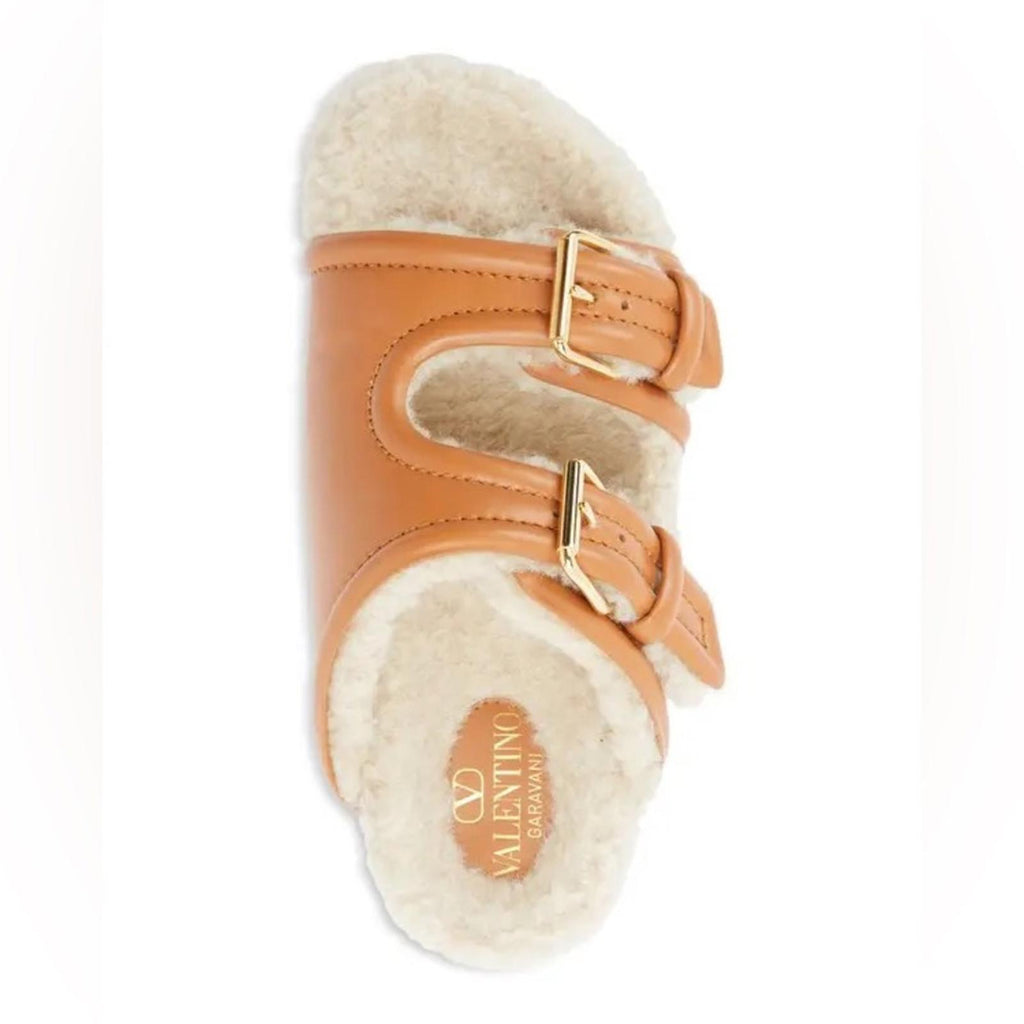 Valentino Garavani Women's Double Buckle Fleece Lined Sandals, Size 41 w/Dustbag