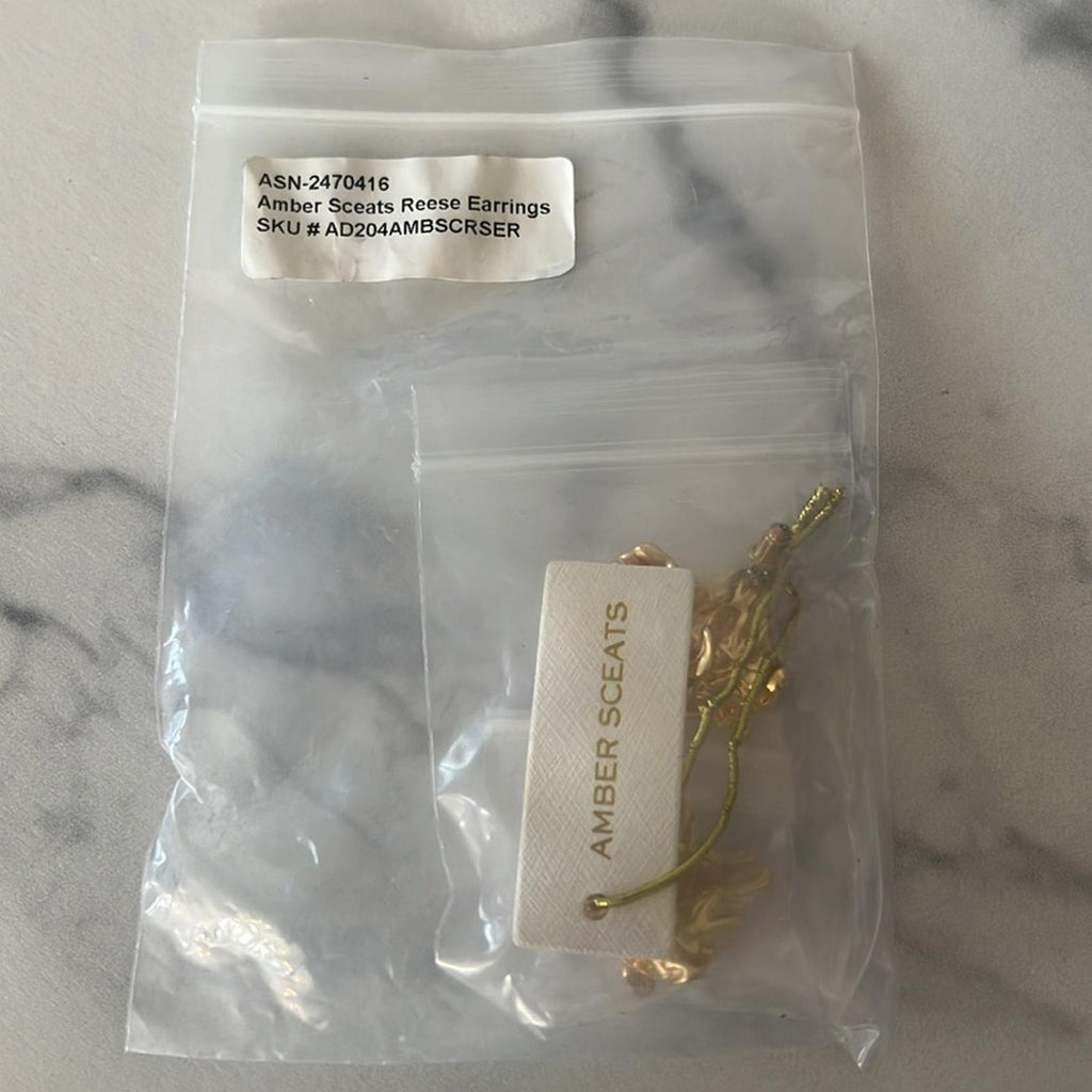 NEW Amber Sceats Reese Earrings 24K Gold Plated w/ Black Pouch Retail $229