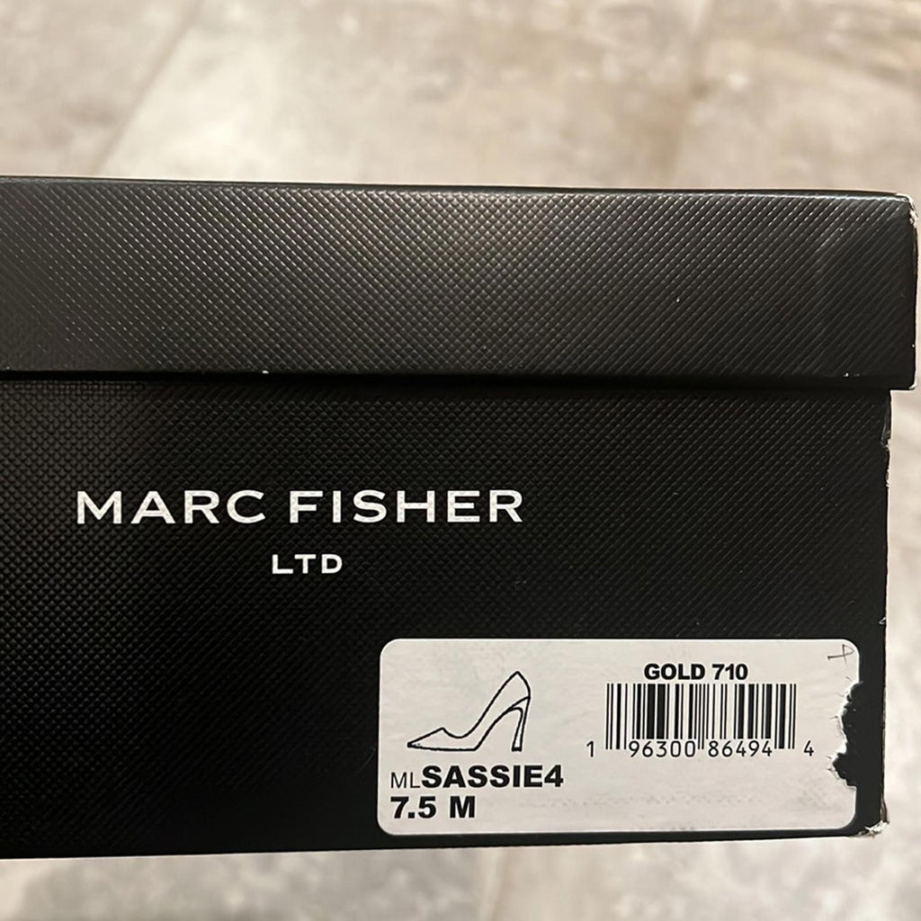 Marc Fisher LTD Sassie Metallic Stiletto Pumps, Gold, Size 7.5M Retail $150