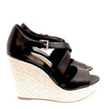 NEW Michael Kors Leather Wedge Sandals Espadrilles Black, Size 9.5 Retail $139