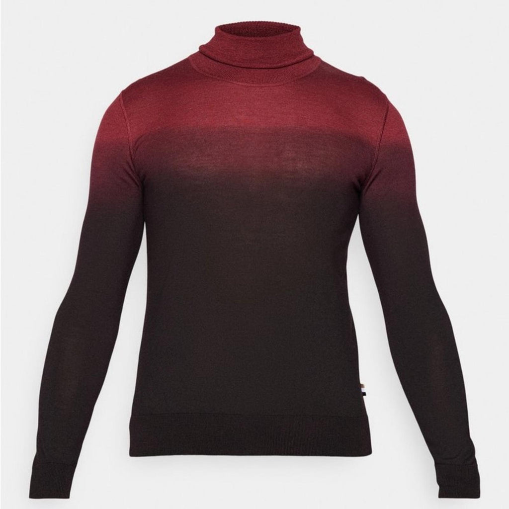 BOSS Wool & Silk Turtle Neck Sweater in Red/Black, Size S, New w/Tag