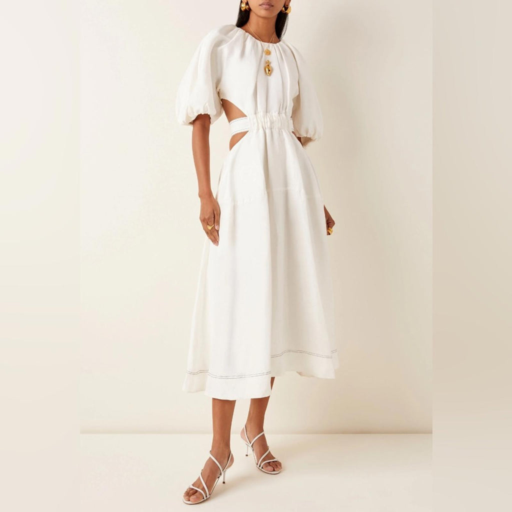 New AJE Mimosa Cut-Out Midi Dress in White, Size AU6 US2 New w/o Tag