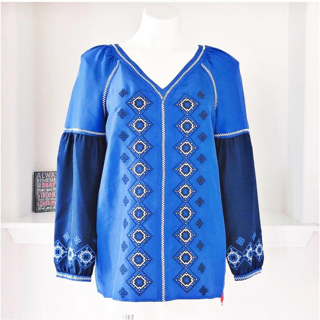 NWT Tory Burch Katya Tunic 100% Silk, in Jewel Blue Size 4 / Small Retail $350
