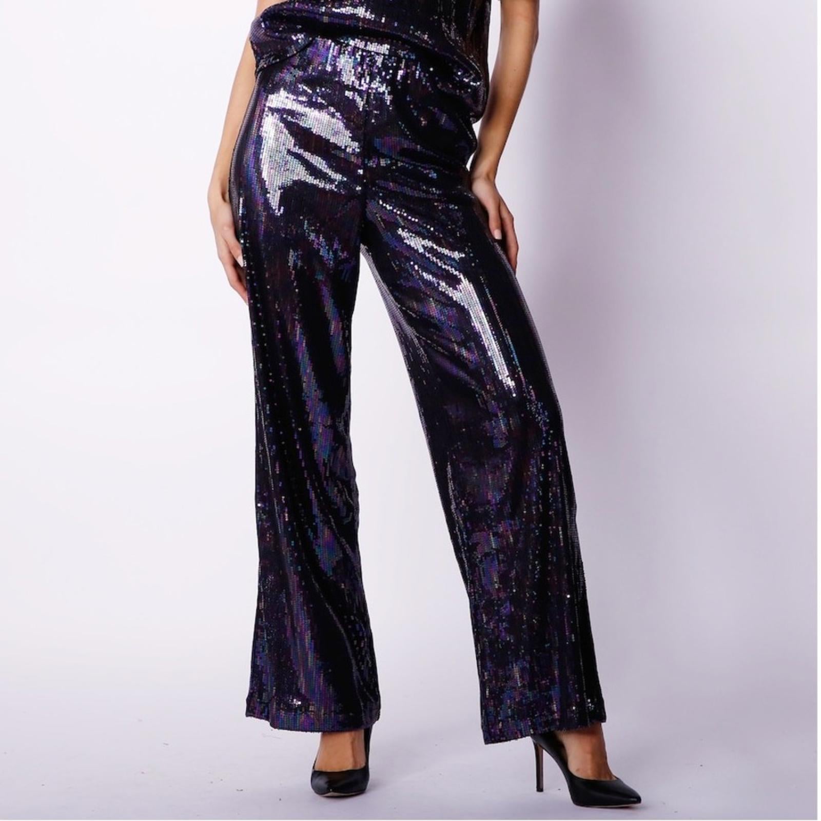 Crystal Kobe Stretch Sequin Pants, Size M New with Tag Retail $179