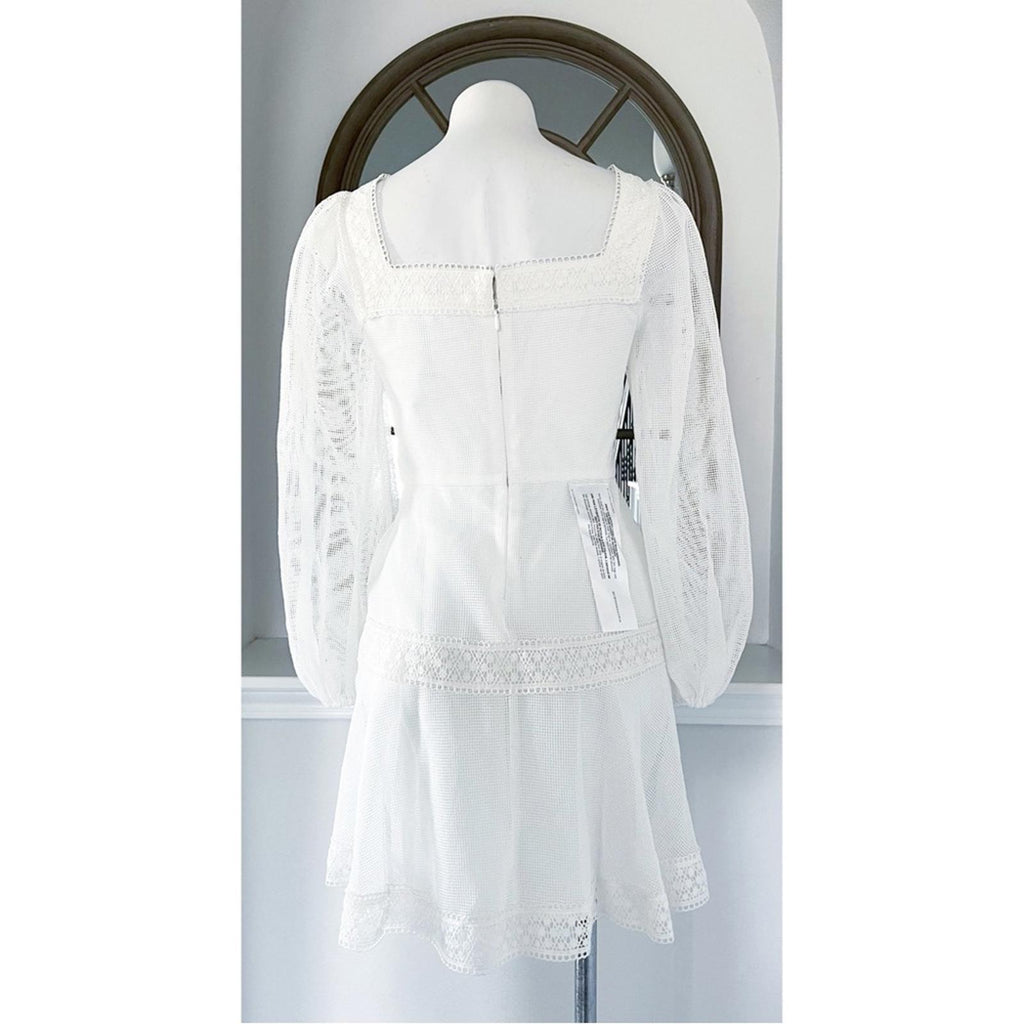 BCBGMaxazria Mesh Mini Dress in Off White, Size 2 New w/Tag Retail $268