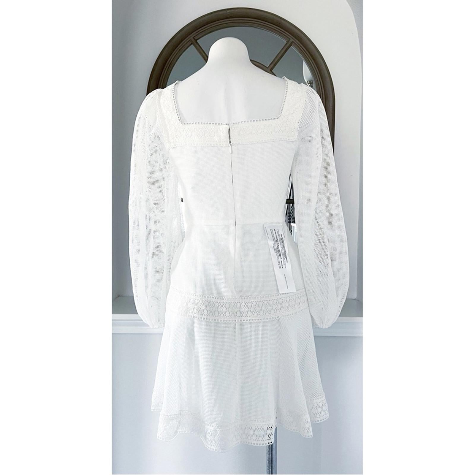 BCBGMaxazria Mesh Mini Dress in Off White, Size 2 New w/Tag Retail $268