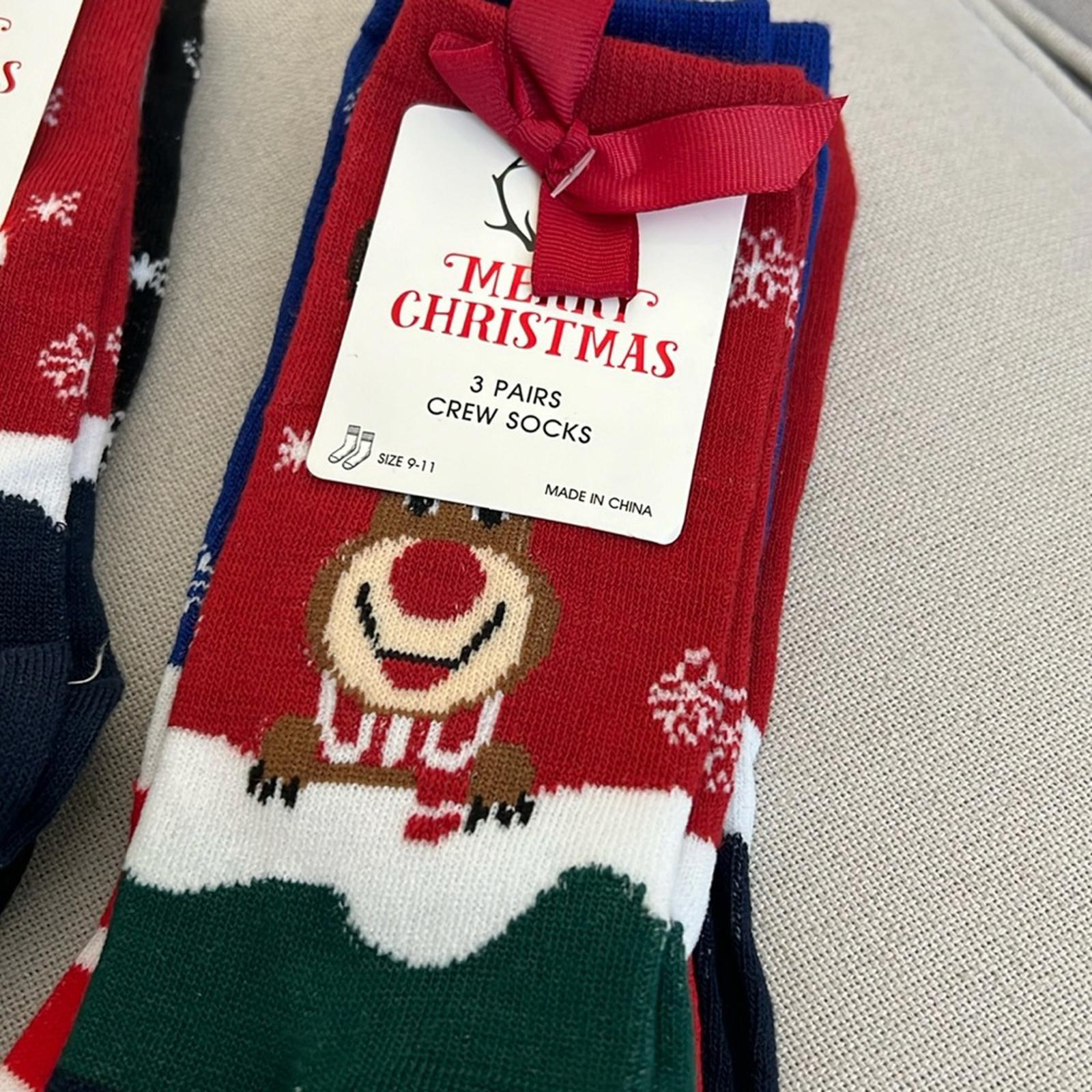 6-Pairs Holiday Crew Socks, Size 9-11 New w/Tag
