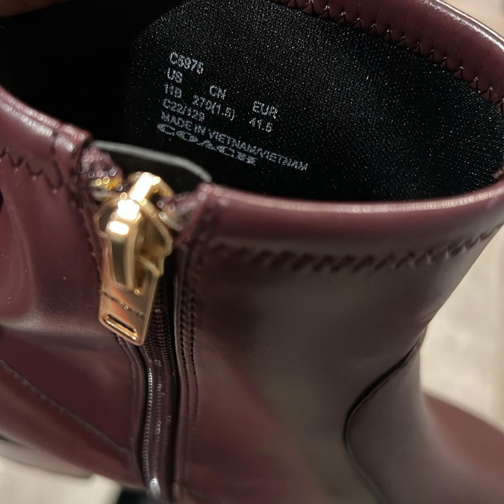 Coach Joy Lug-Sole Booties in Dark Cranberry, Size 11 New in Box $250