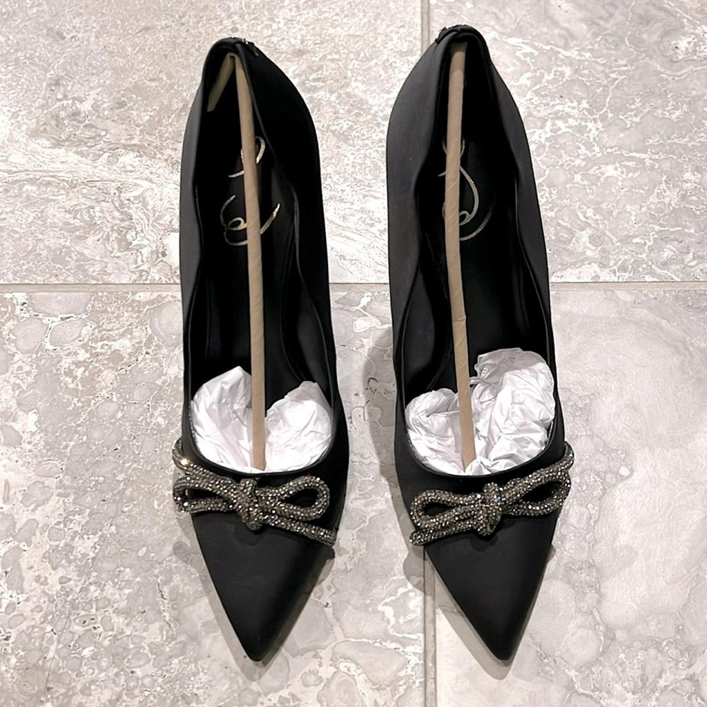 Sam Edelman Deela Evening Bow Pump in Black Satin, Size 11 New in Box w/Dust Bag