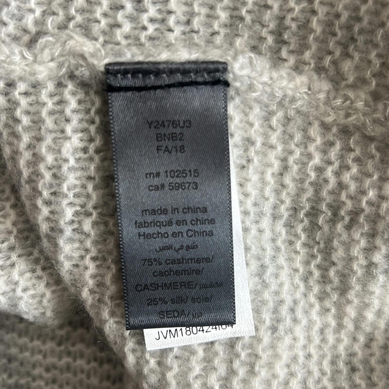 John Varvatos Tuck Cashmere & Silk Garter-Stitch Sweater Grey Size XL NWT $448