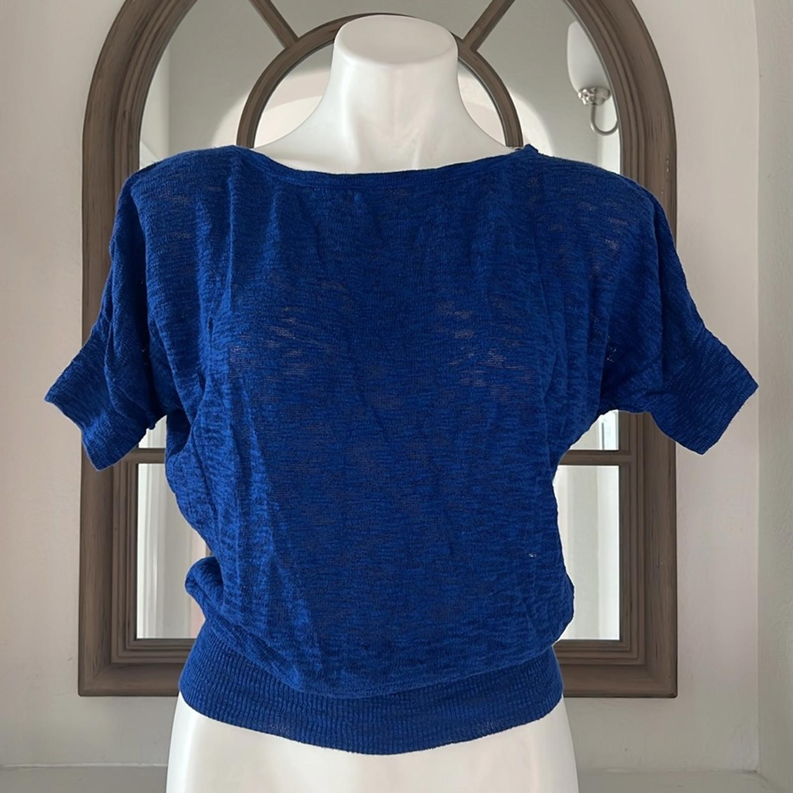 Trina Turk Knit Open Back Top in Blue Heather, Size S EXCELLENT!