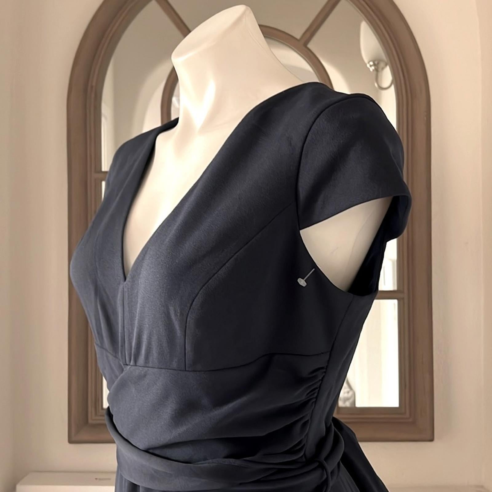 NEW Dress the Population Dana Wrap Waist Cocktail Dress Navy, Size L New w/o Tag