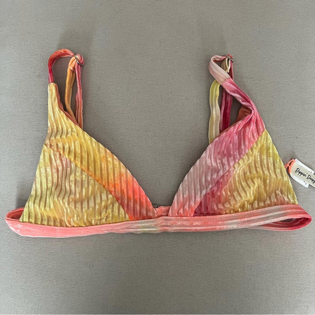 Dippin' Daisy’s Carnival Top, Ombré Velour Bikini, Ribbed Tie Dye, NWT, Size M