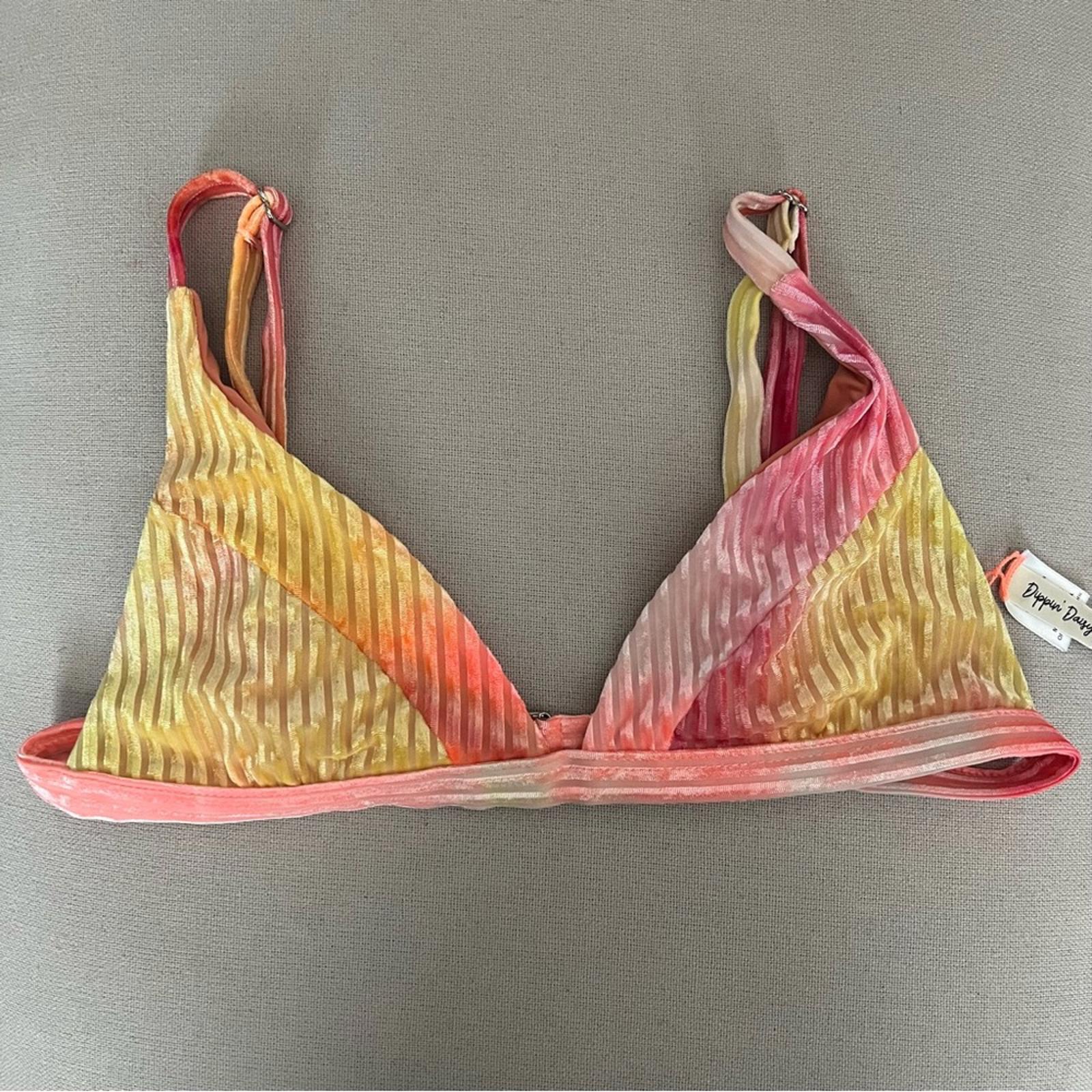 Dippin' Daisy’s Carnival Top, Ombré Velour Bikini, Ribbed Tie Dye, NWT, Size M