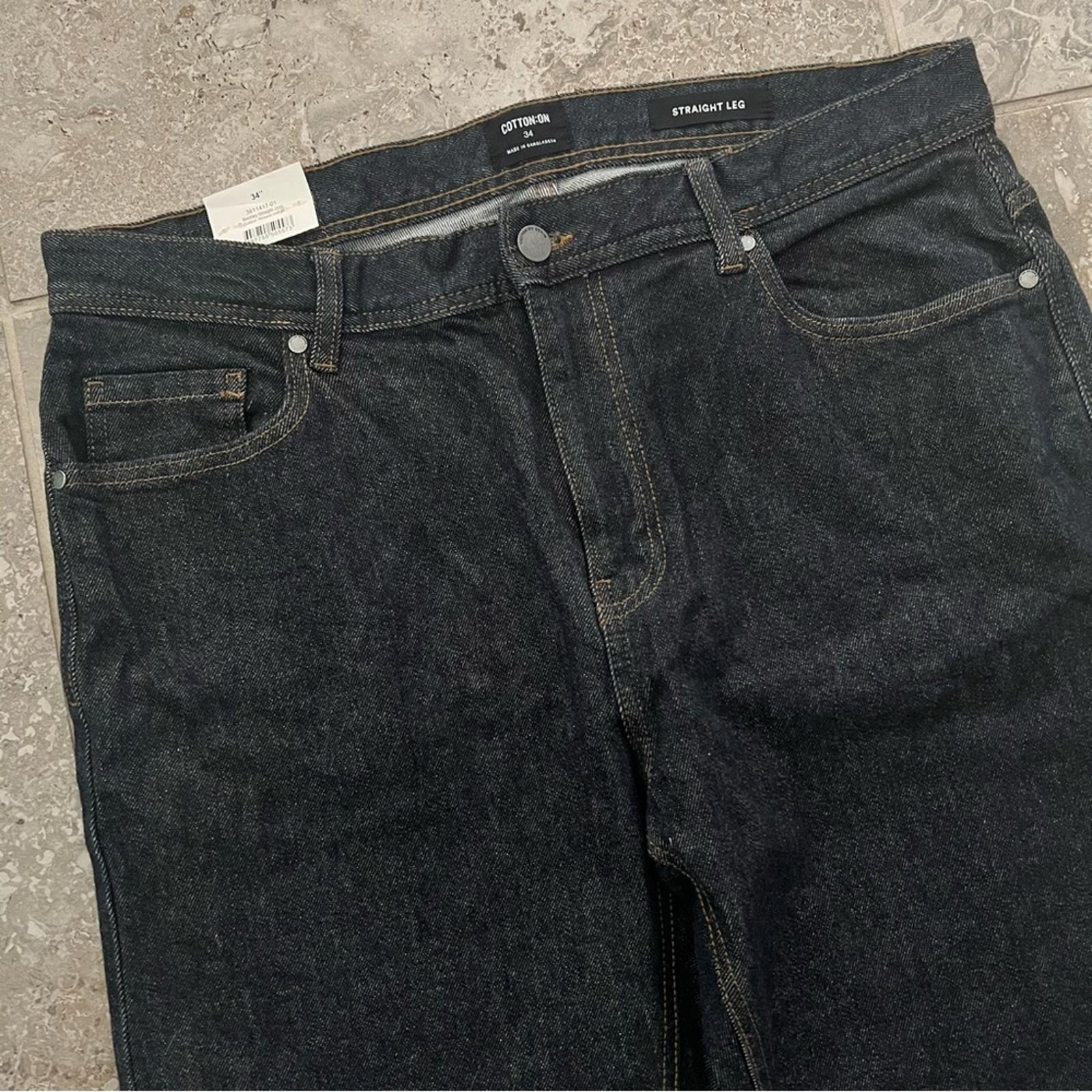 NWT Cotton On Beckley Straight Leg Jeans, Rinsed Indigo, Size 34 New w/Tag