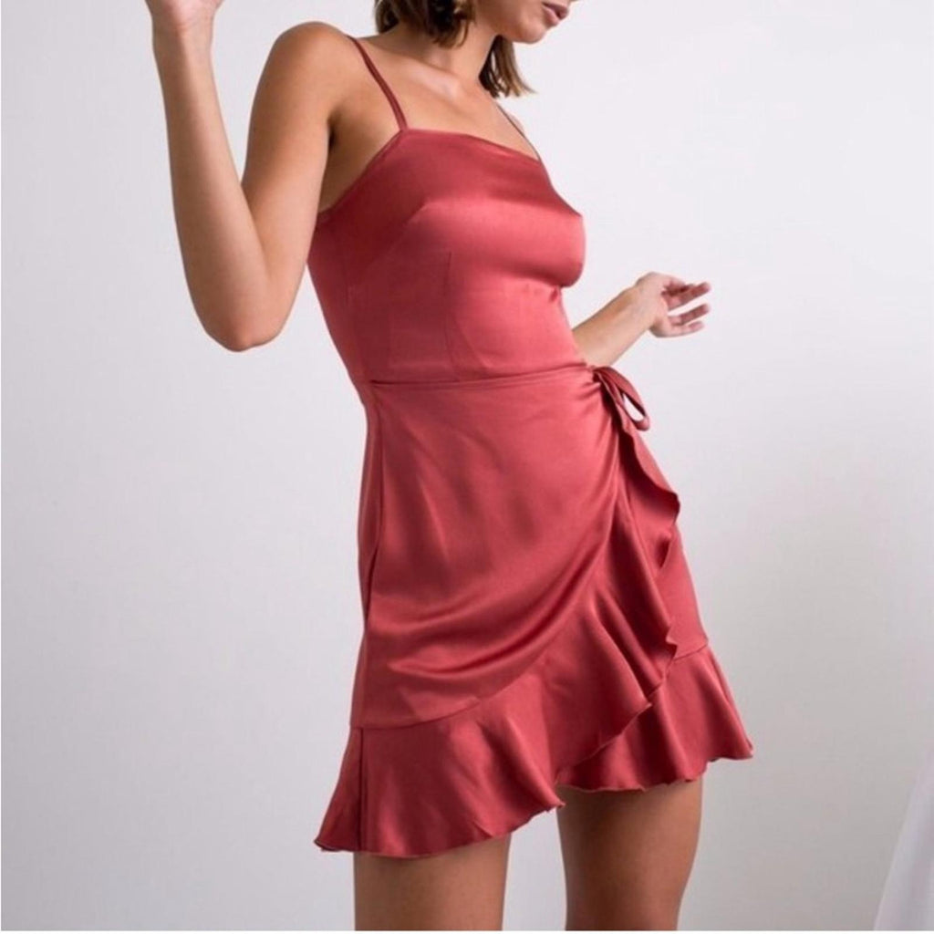 Donna Mizani X Revolve Antonia Faux Wrap Ruffle Dress, NEW, Size M Retail $215