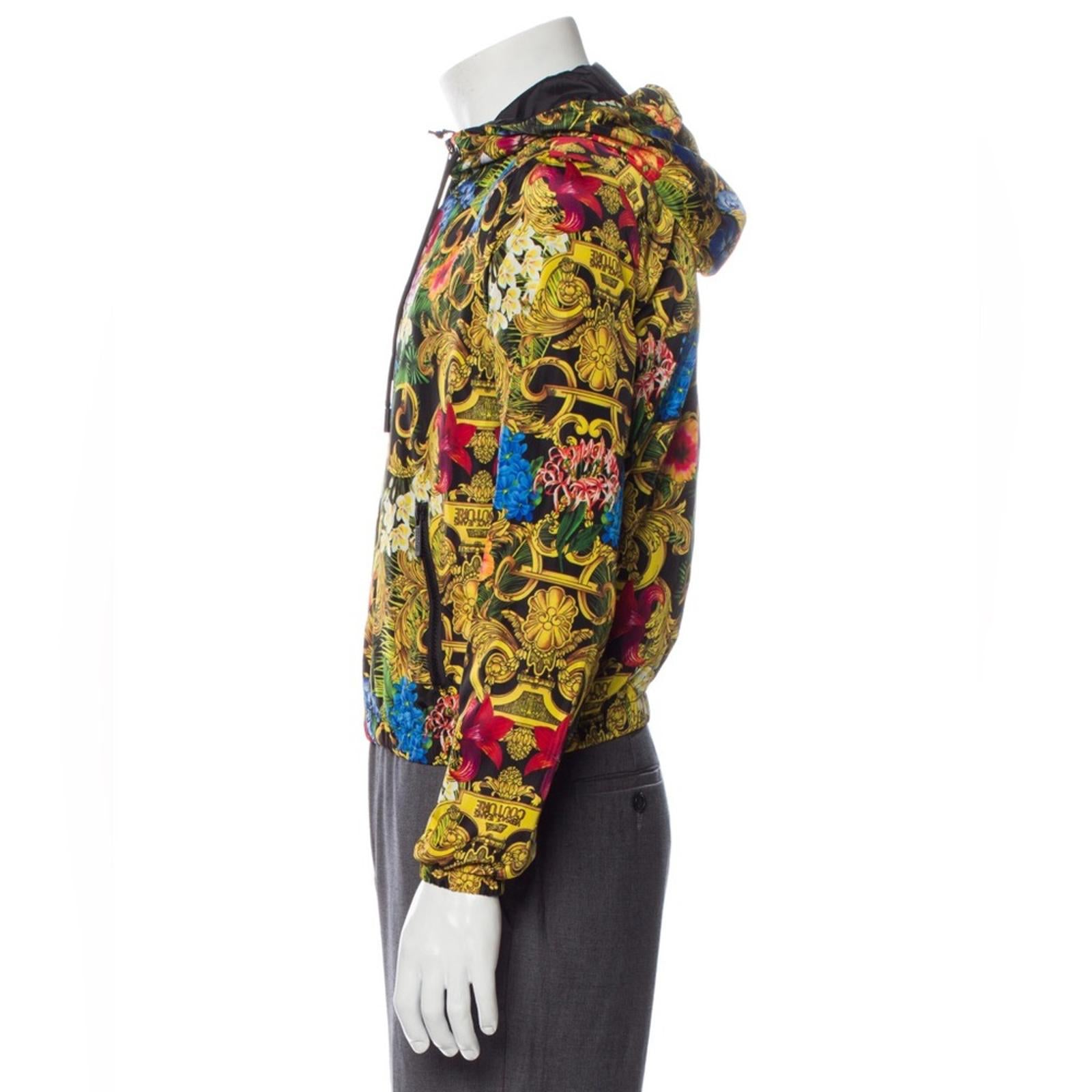 Versace Jeans Couture Jungle Baroque Printed Windbreaker Jacket, NWT, Size 44