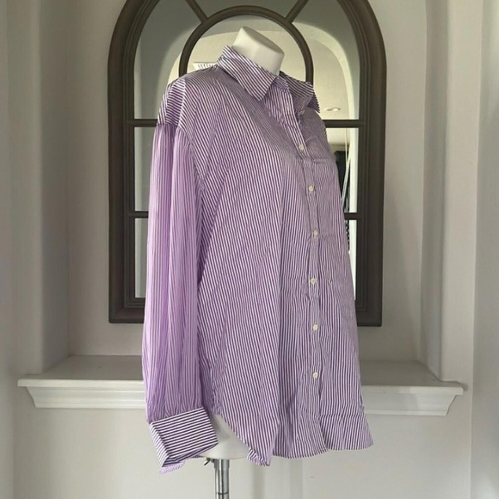 Lauren Ralph Striped Broadcloth Shirt in Lavender, Size XXL New w/Tag