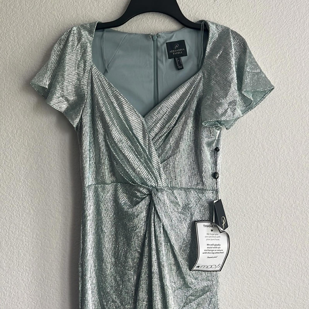 Adrianna Papell Twist Front Flutter Sleeve Formal Maxi Dress, NWT, Size 4