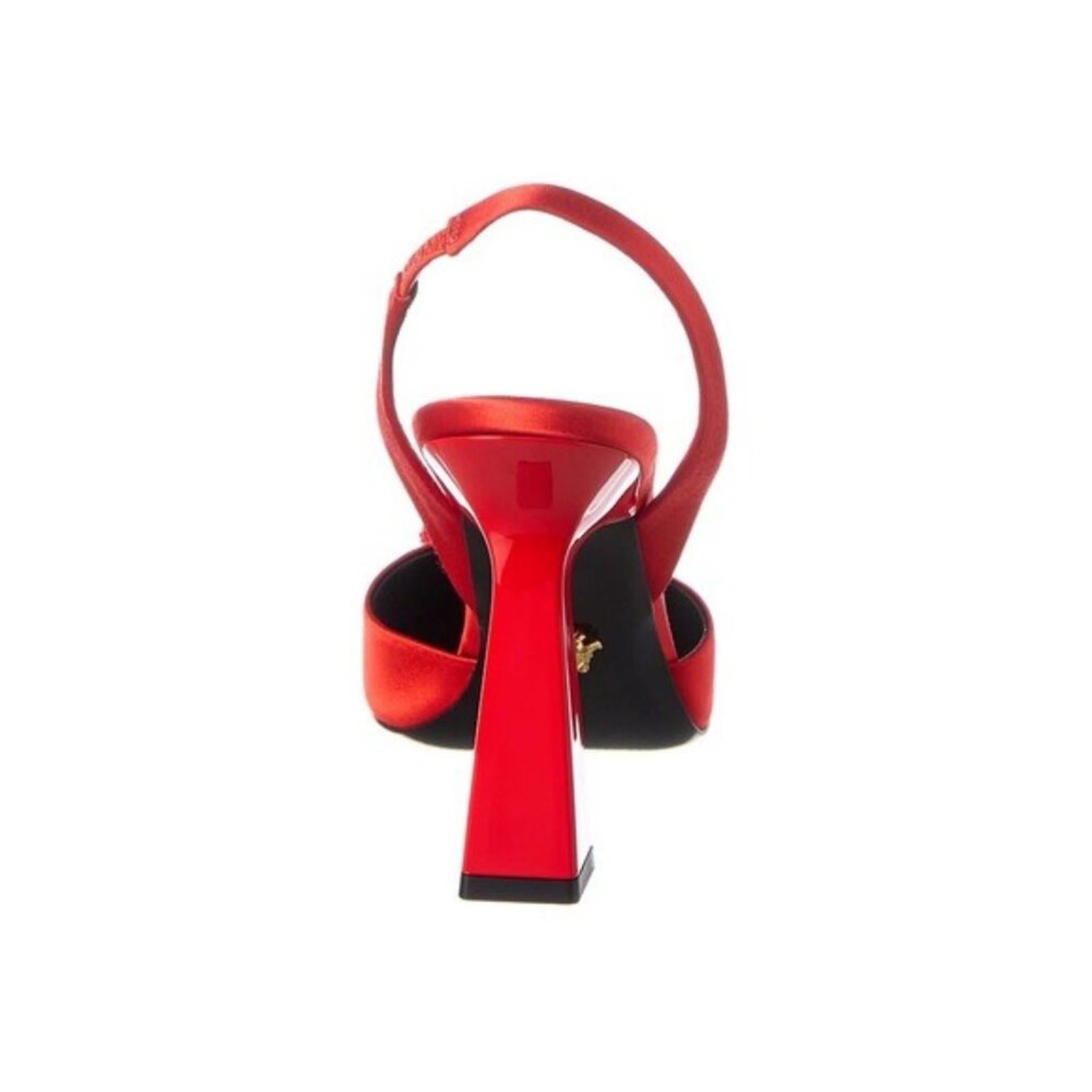 NEW Versace La Medusa Slingback Pumps/Heels in Red, Size 36.5 New in Box $1250