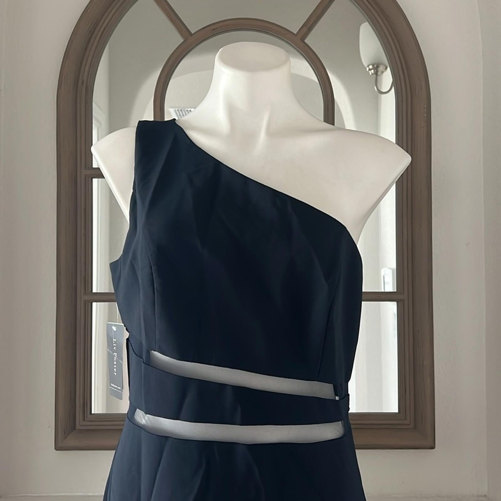 Liv Foster One Shoulder Cutout Gown, Twilight/Navy Maxi Size 12 New w/Tag $350
