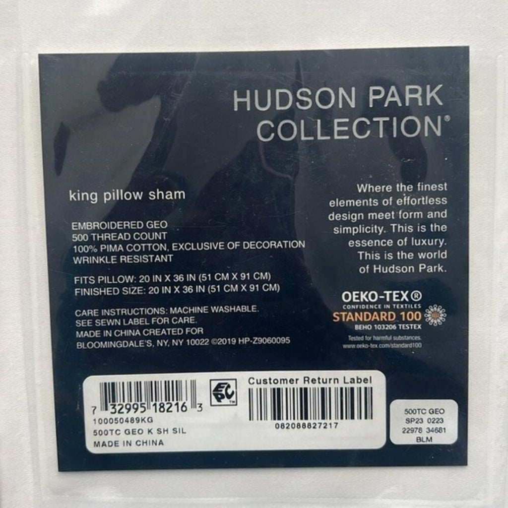 X2 Hudson Park Collection Embroidered Geo King Sham in White/Silver, $155/each