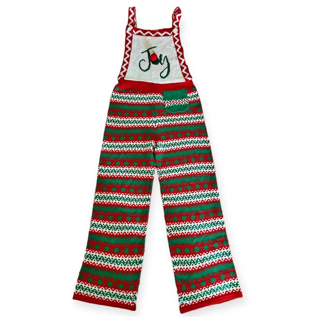 Eyeshadow JOY Christmas Knit Straight-Leg Overalls Holiday Jumpsuit Size L NWT