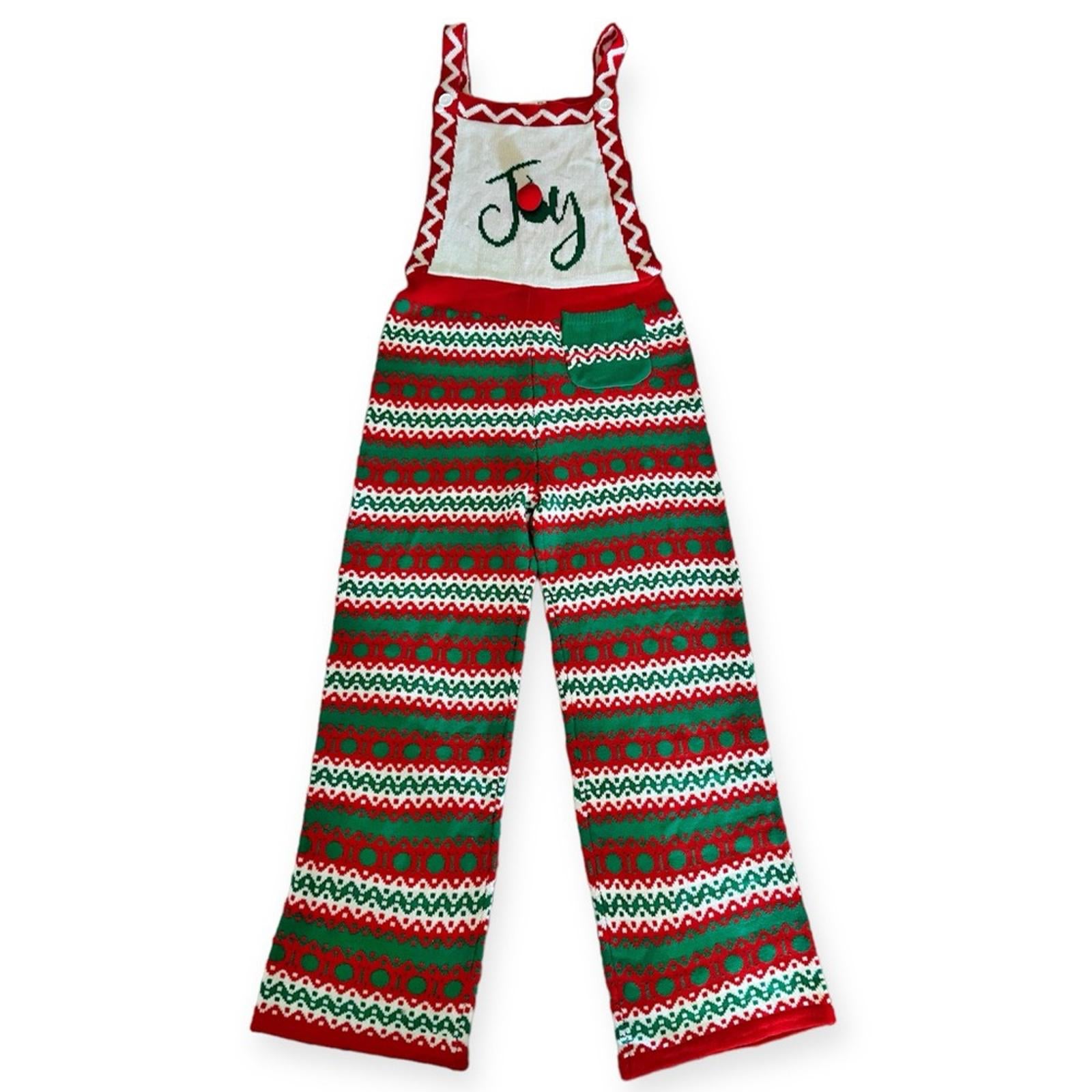 Eyeshadow JOY Christmas Knit Straight-Leg Overalls Holiday Jumpsuit Size L NWT