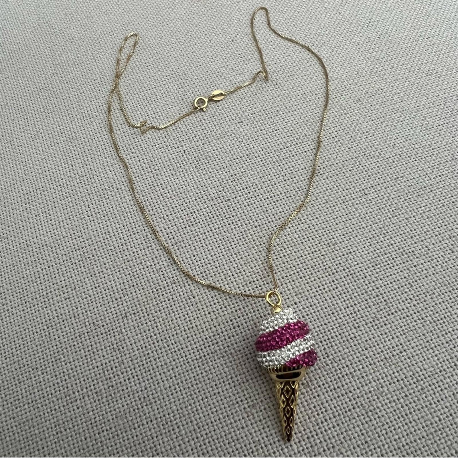 Simone I. Smith Sterling Pink Clear Crystal IceCream Cone Pendant Necklace $900
