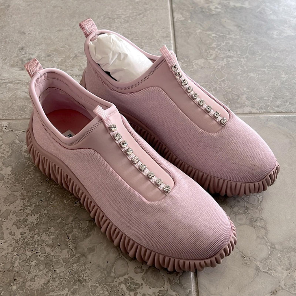 Miu Miu Crystal-Embellished Low Top Sneakers, Size 39.5 New in Box SOLD OUT!