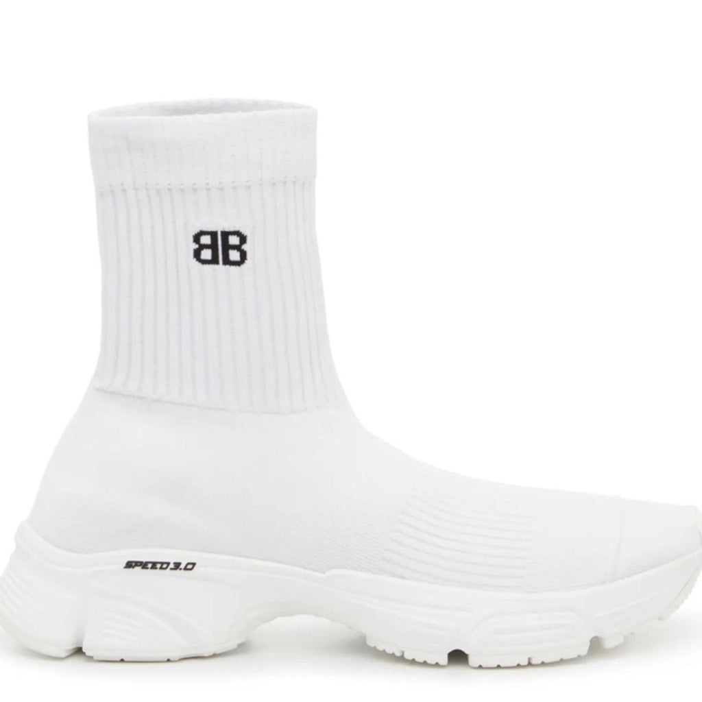 Balenciaga Speed 3.0 Knit High Top Sock Sneakers in White, Size 40 NEW in Box