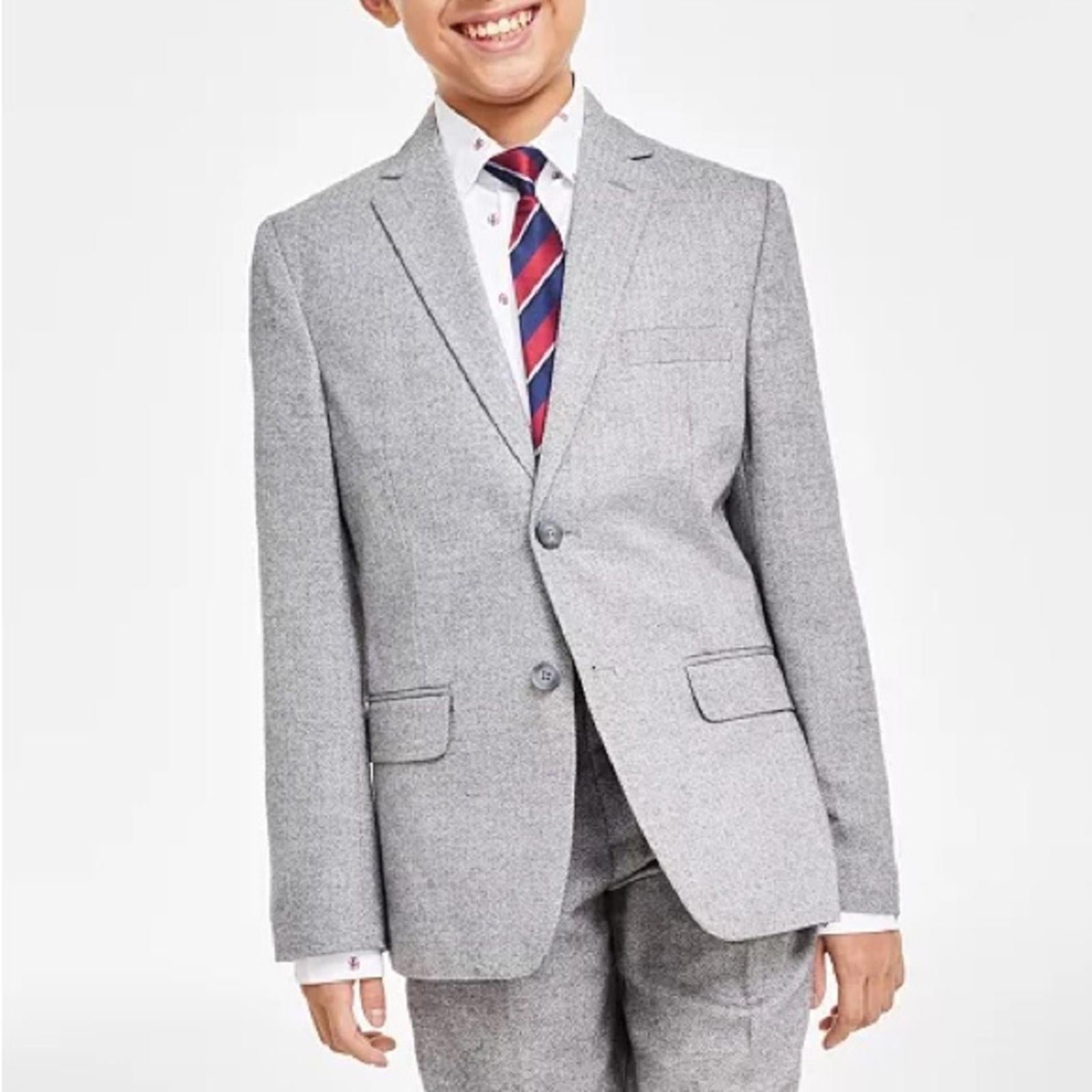 Tommy Hilfiger Big Boys Brushed Herringbone Jacket in Dark Gray Size 18 NWT $125