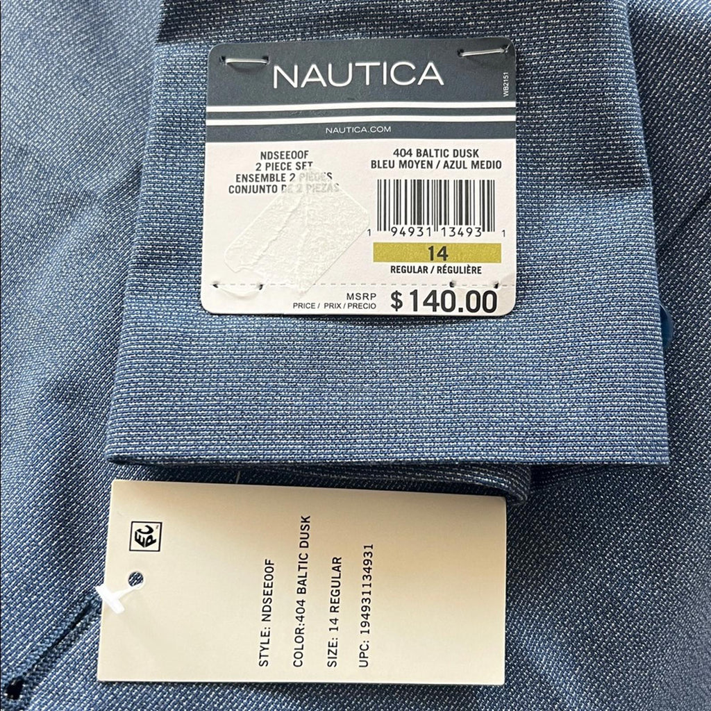 Nautica 2-Piece Micro Texture Suit in Blue, Big Boys Size 14, NEW $140