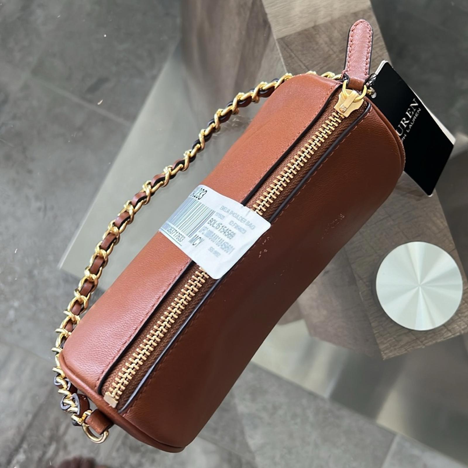 Lauren Ralph Lauren Emelia Shoulder Bag in TAN, Retail $250