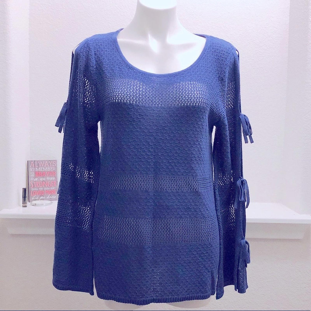 Melissa Paige Knit Pullover w/Tiered Sleeves in Blue, Size XL NEW w/o Tag