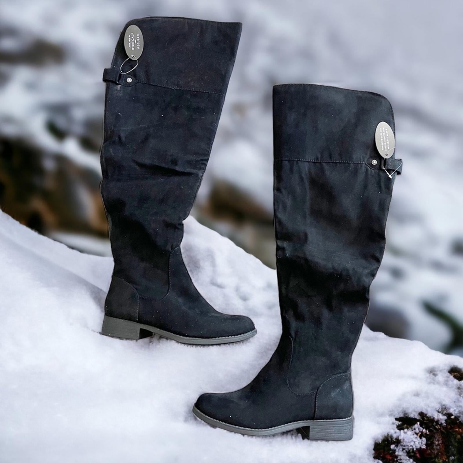 Sun+Stone Allicce Round-Toe Zip Up Dress Boots, Wide Calf, Black Size 8 NEW