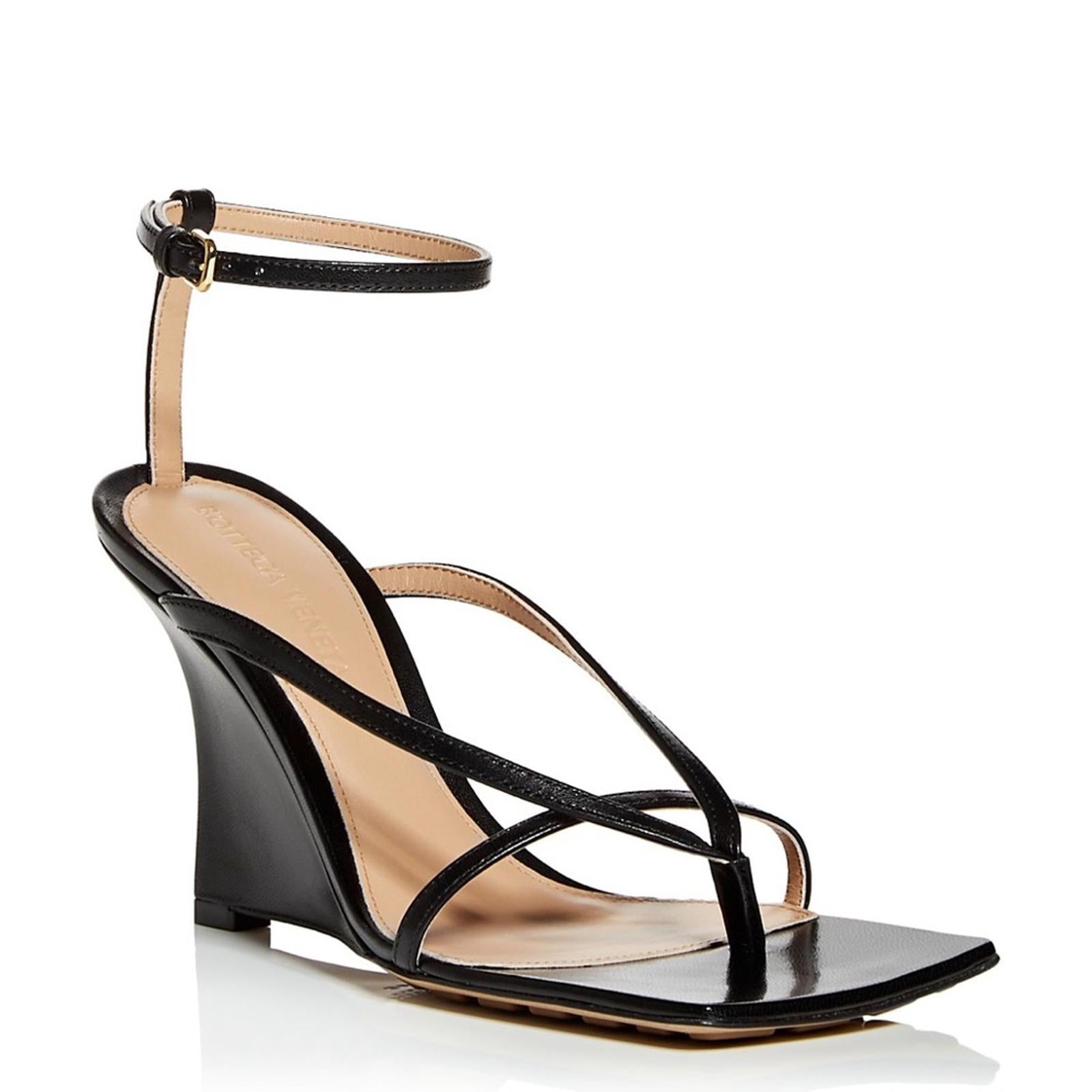 Bottega Veneta Stretch Strappy Sandals, Lounge Nappa Black Size 40.5 New $1,100