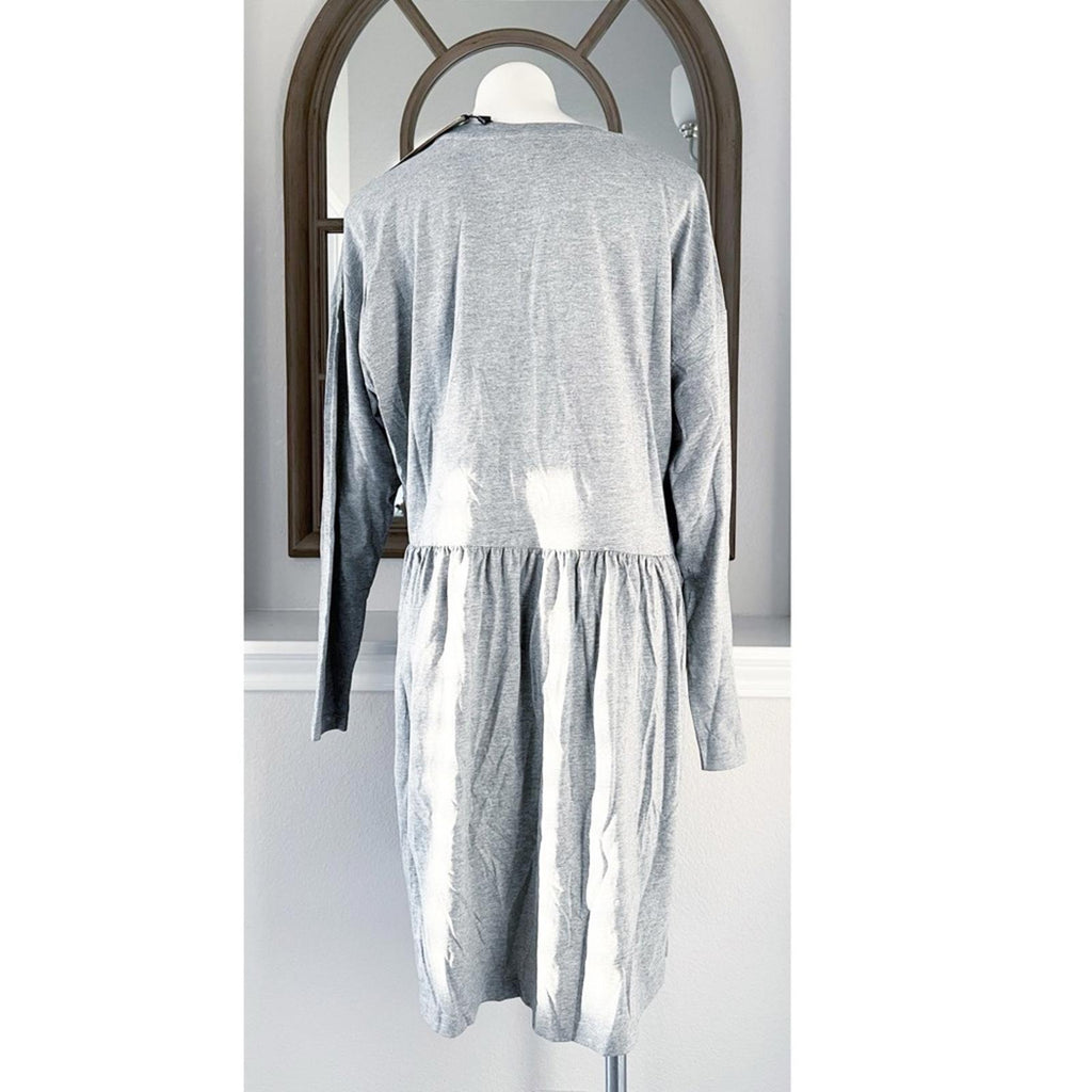 ASOS’ Noisy May Collegiate Motif Jersey Smock Dress, Gray Heather Size XL NWT